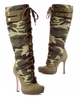 5025 Sergeant Leg Avenue Shoes, 4.5 High Heel Knee High Lace Up Boots